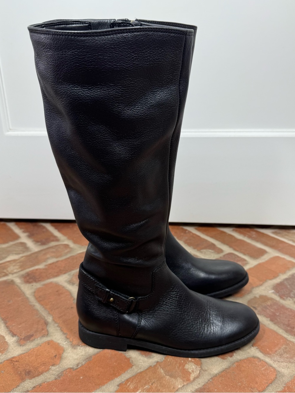 Vionic Rochelle Wide Calf Tall Leather Riding Boots size 7 black fall winter